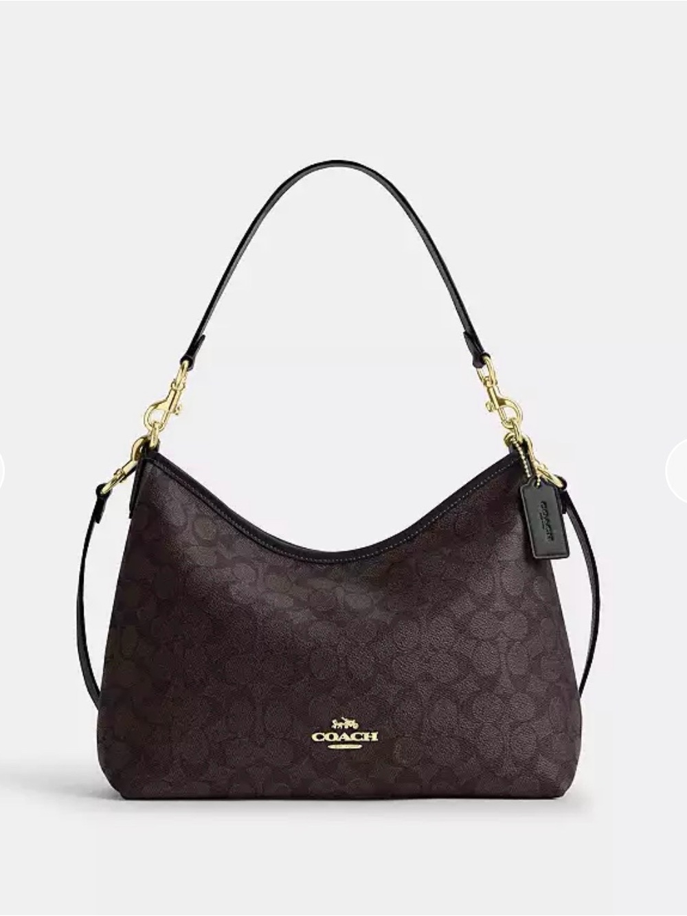 Coach Brown Signature Laurel Shoulder Bag with Gold Hardware